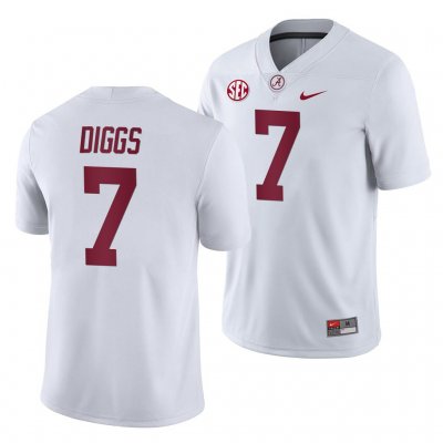 Men's Alabama Crimson Tide #7 Trevon Diggs White 2019 NCAA Away Game College Football Jersey 2403BVNI8